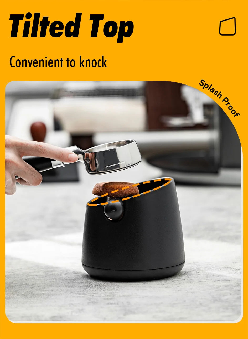 White Anti-slip coffee knock box with Rubber Bar, Coffee Grind Waste Dump Bin 800ML