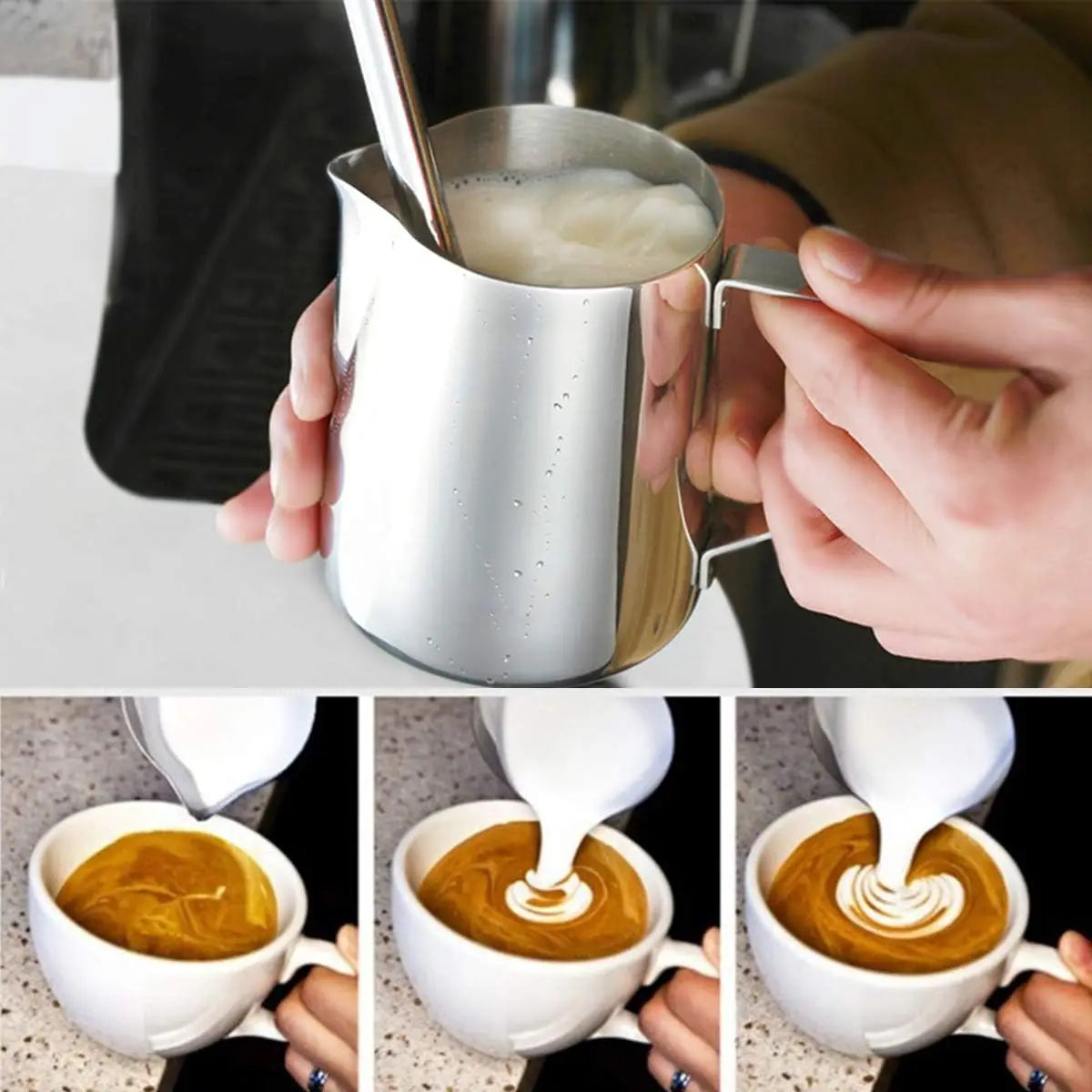 Milk Frothing Jug – 100ml to 1000ml Sizes for Latte Art | CoffeeGuys