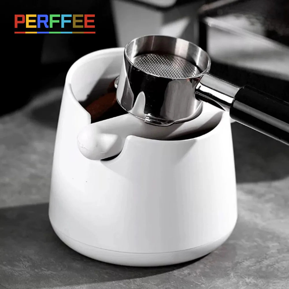 White Anti-slip coffee knock box with Rubber Bar, Coffee Grind Waste Dump Bin 800ML