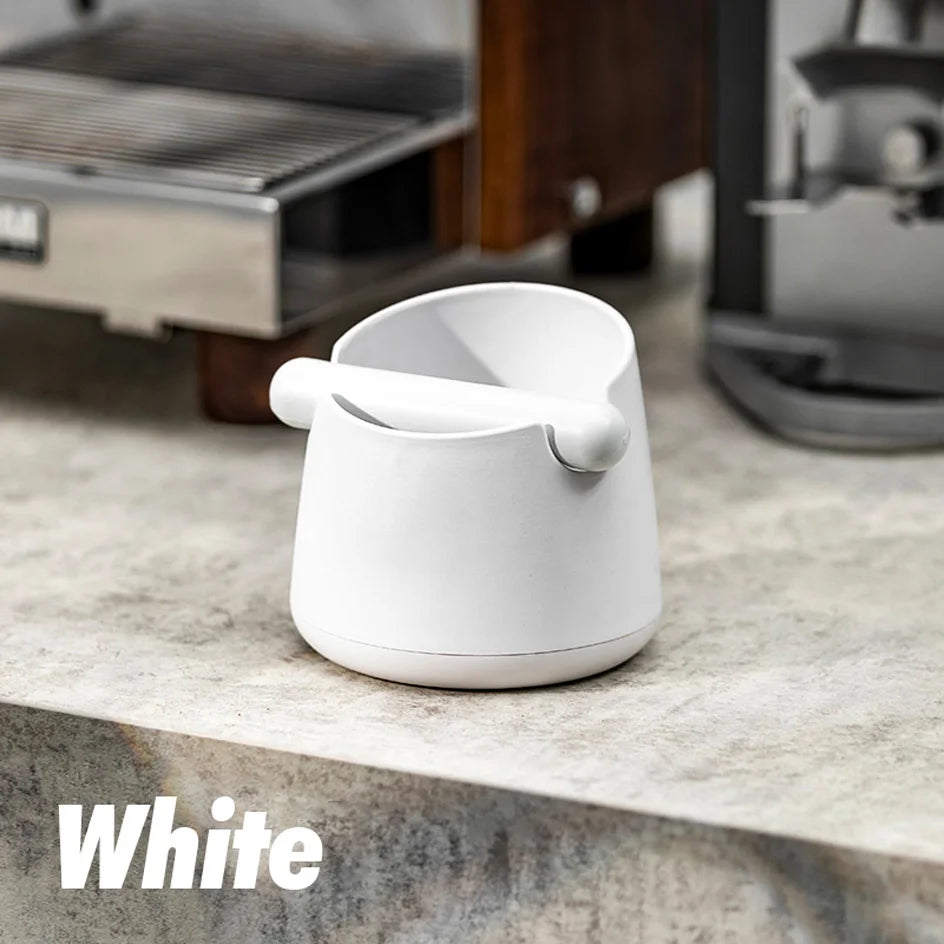 White Anti-slip coffee knock box with Rubber Bar, Coffee Grind Waste Dump Bin 800ML