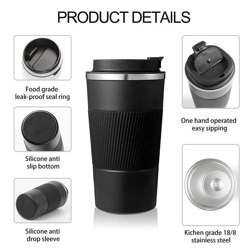 Thermal Coffee Mug – 380ml & 510ml Stainless Steel Travel Cup