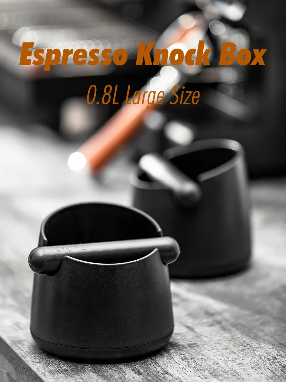 White Anti-slip coffee knock box with Rubber Bar, Coffee Grind Waste Dump Bin 800ML