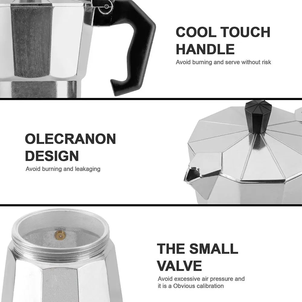 Italian Moka Pot – Aluminum Octagonal Coffee & Tea Kettle