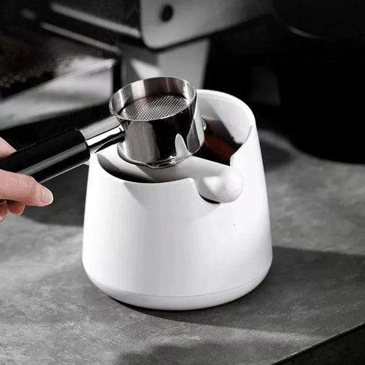 White Anti-slip coffee knock box with Rubber Bar, Coffee Grind Waste Dump Bin 800ML