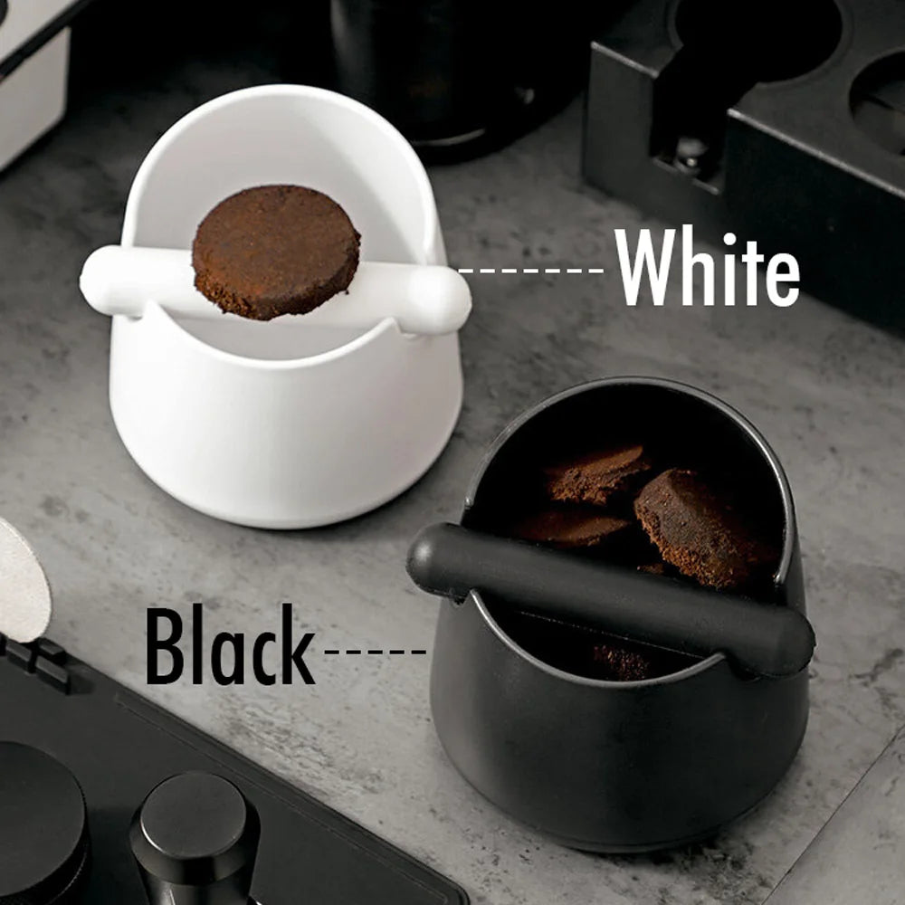 White Anti-slip coffee knock box with Rubber Bar, Coffee Grind Waste Dump Bin 800ML