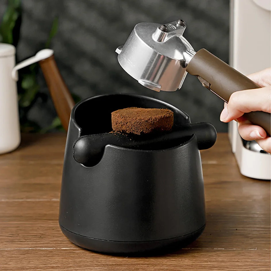 White Anti-slip coffee knock box with Rubber Bar, Coffee Grind Waste Dump Bin 800ML